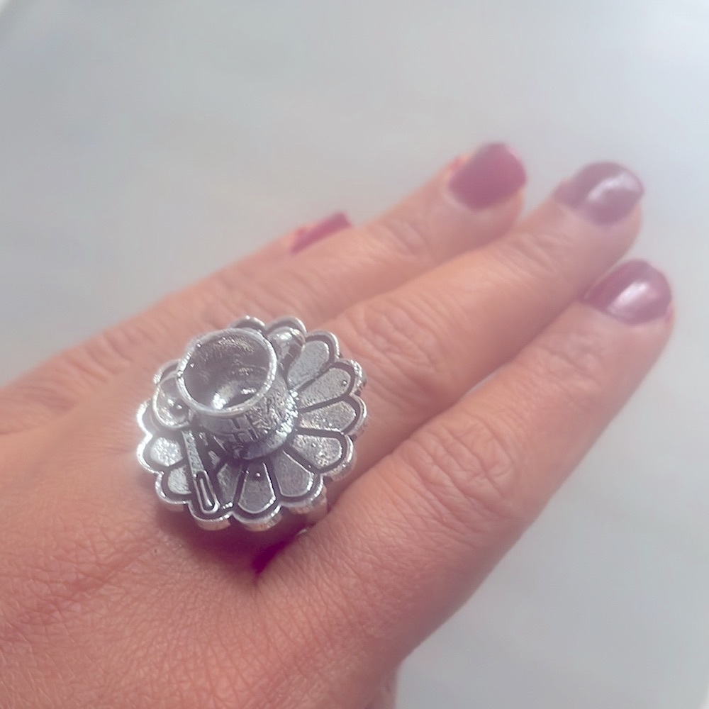 Storm in a Tea Cup Mini Ring in Silver Black Metal Finish